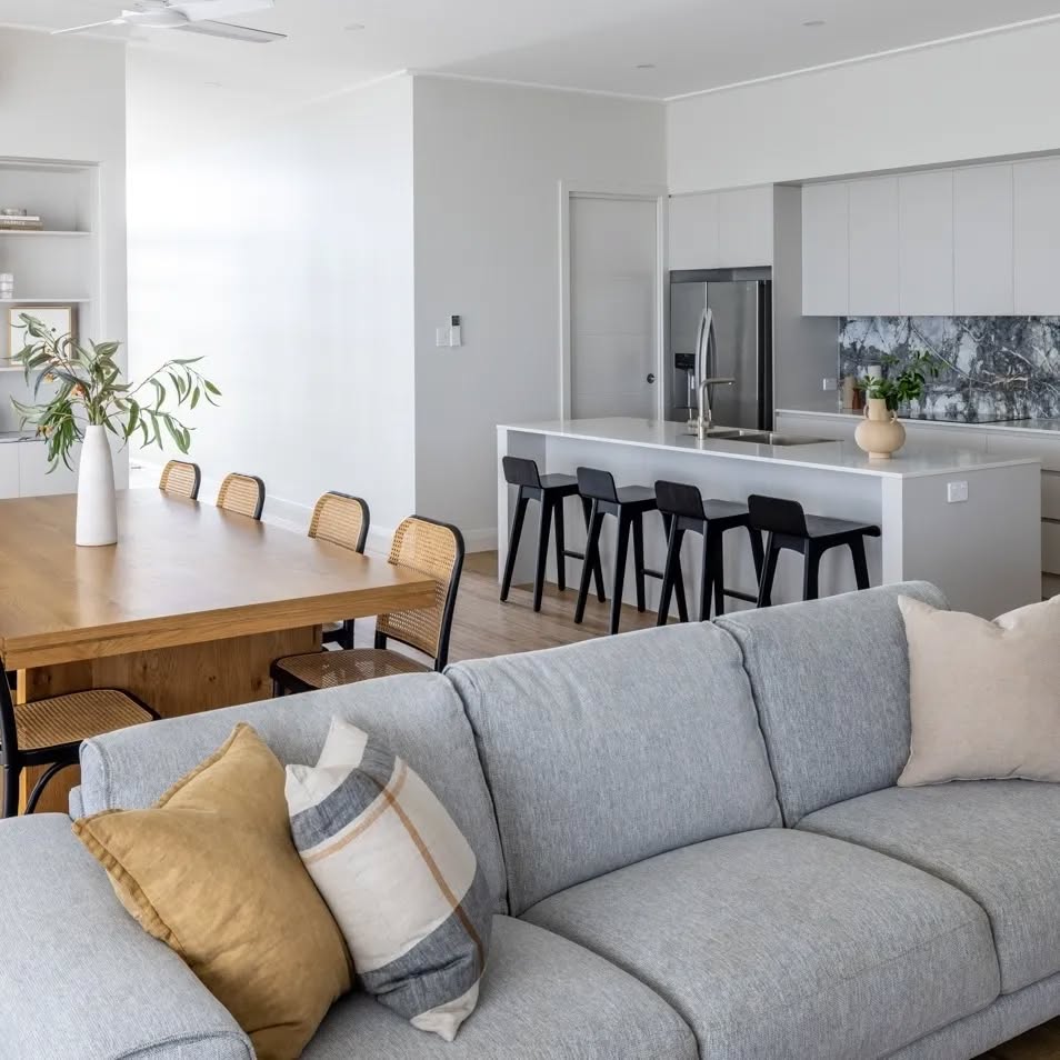 An open plan living space should flow beautifully, both from a lifestyle and traffic flow point of v