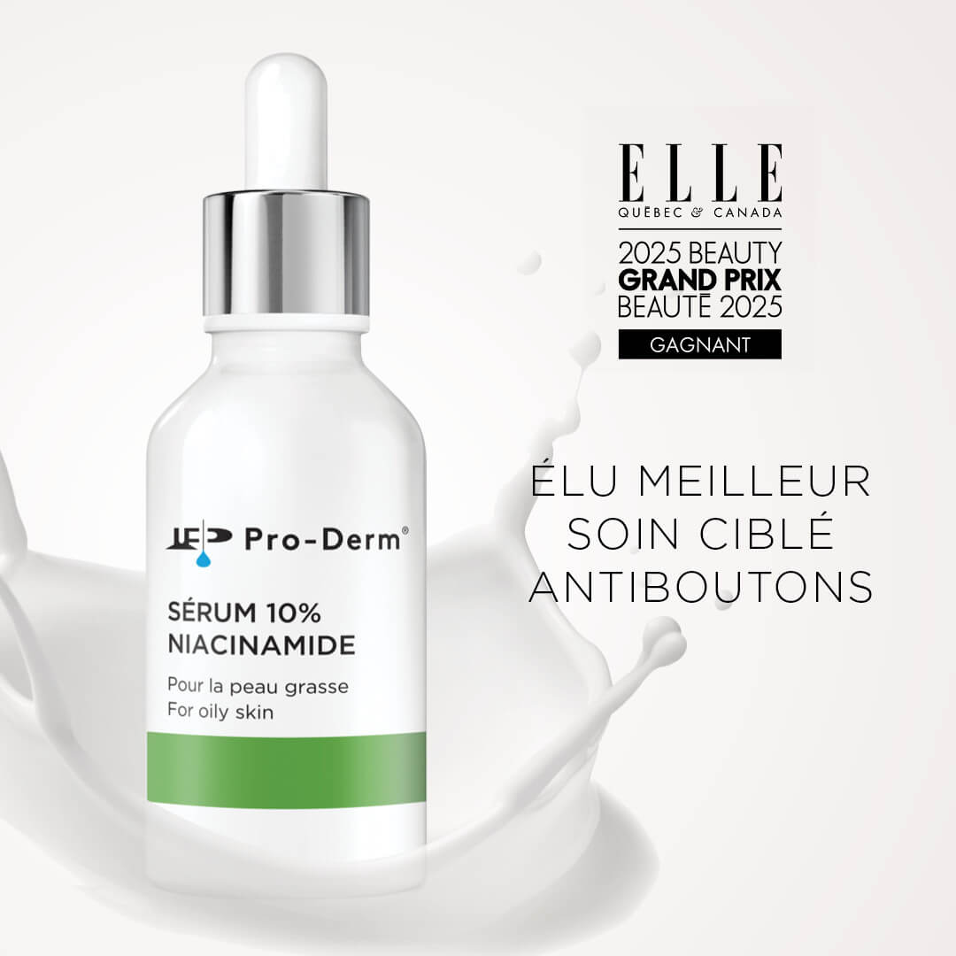 Purifie, affine, équilibre.
Le Sérum 10 % Niacinamide Pro-Derm vient de remporter le Grand Prix Beau