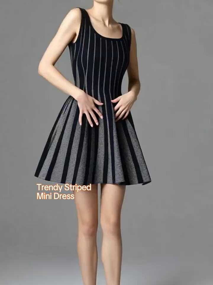 Striped Mini Dress For Women Trendy#fashion #luckeladybug #trends #style #dress