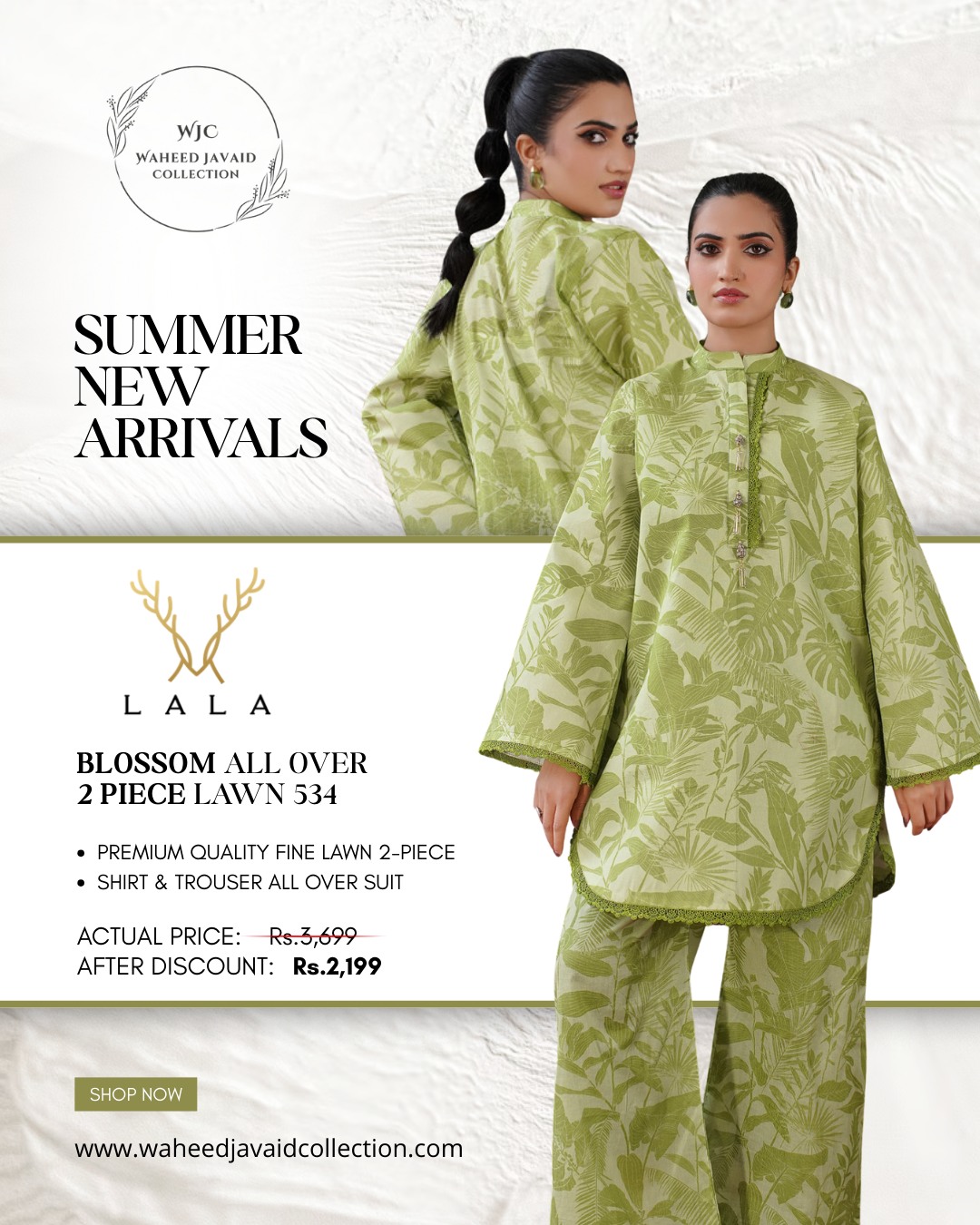 SUMMER NEW ARRIVALS \nLALA – Blossom All Over 2 Piece Lawn \n\n• Premium Quality Fine Lawn (2-Piece)