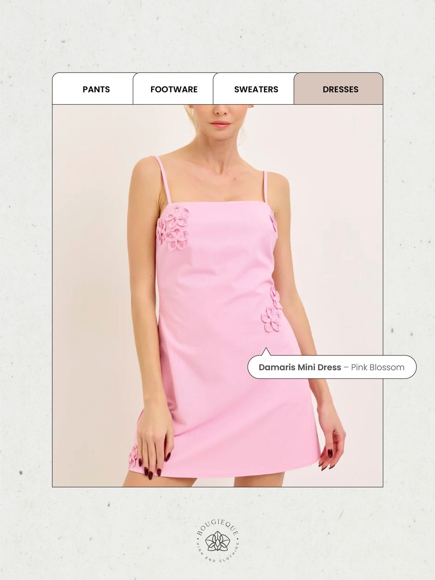 Sweet, feminine, and effortlessly flattering.
The perfect pink mini for dates, brunch, and everythin