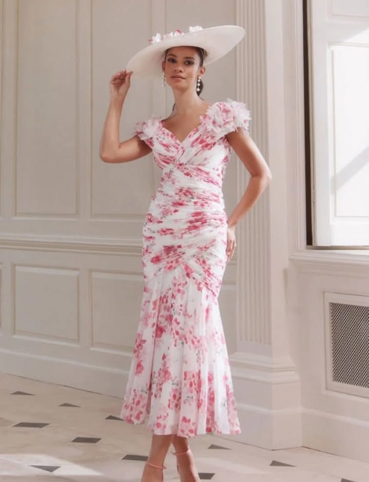 John Charles 66728A Pink Blossom Midi Dress – Sean Rayment