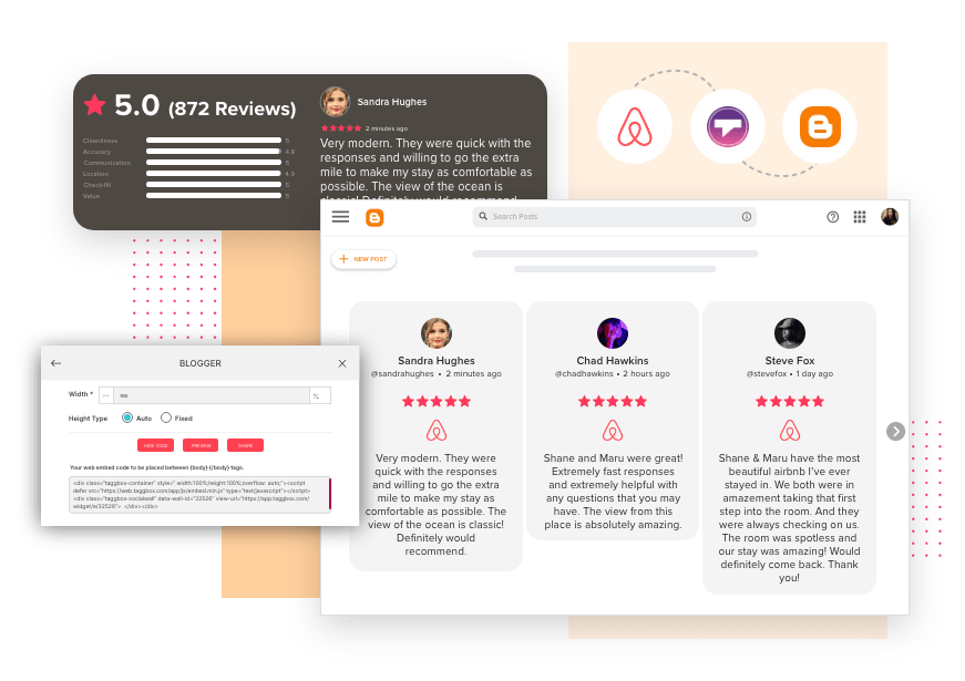 airbnb Reviews widget on blogger