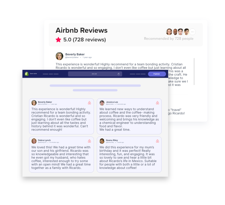 Taggbox shopify の Airbnb レビュー ウィジェット