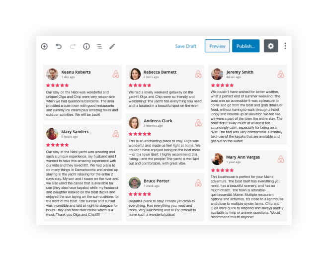Taggbox Widget d'avis Airbnb sur WordPress
