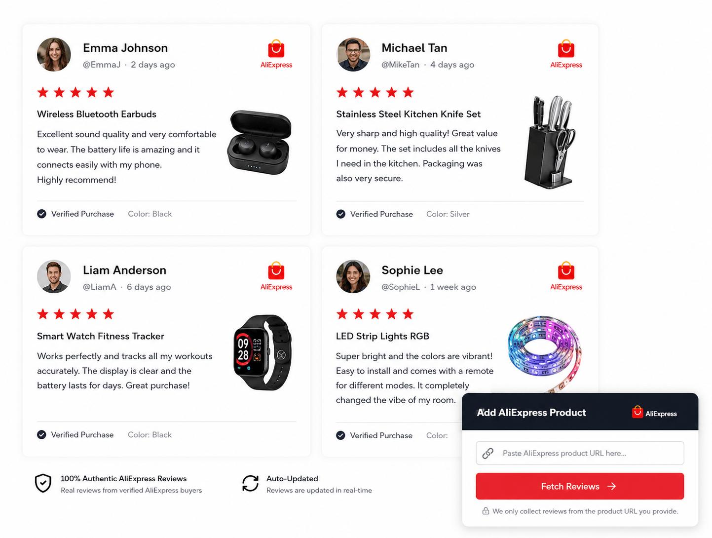 aliexpress reviews widget