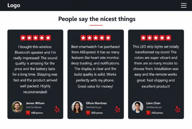 Review widget for Aliexpress