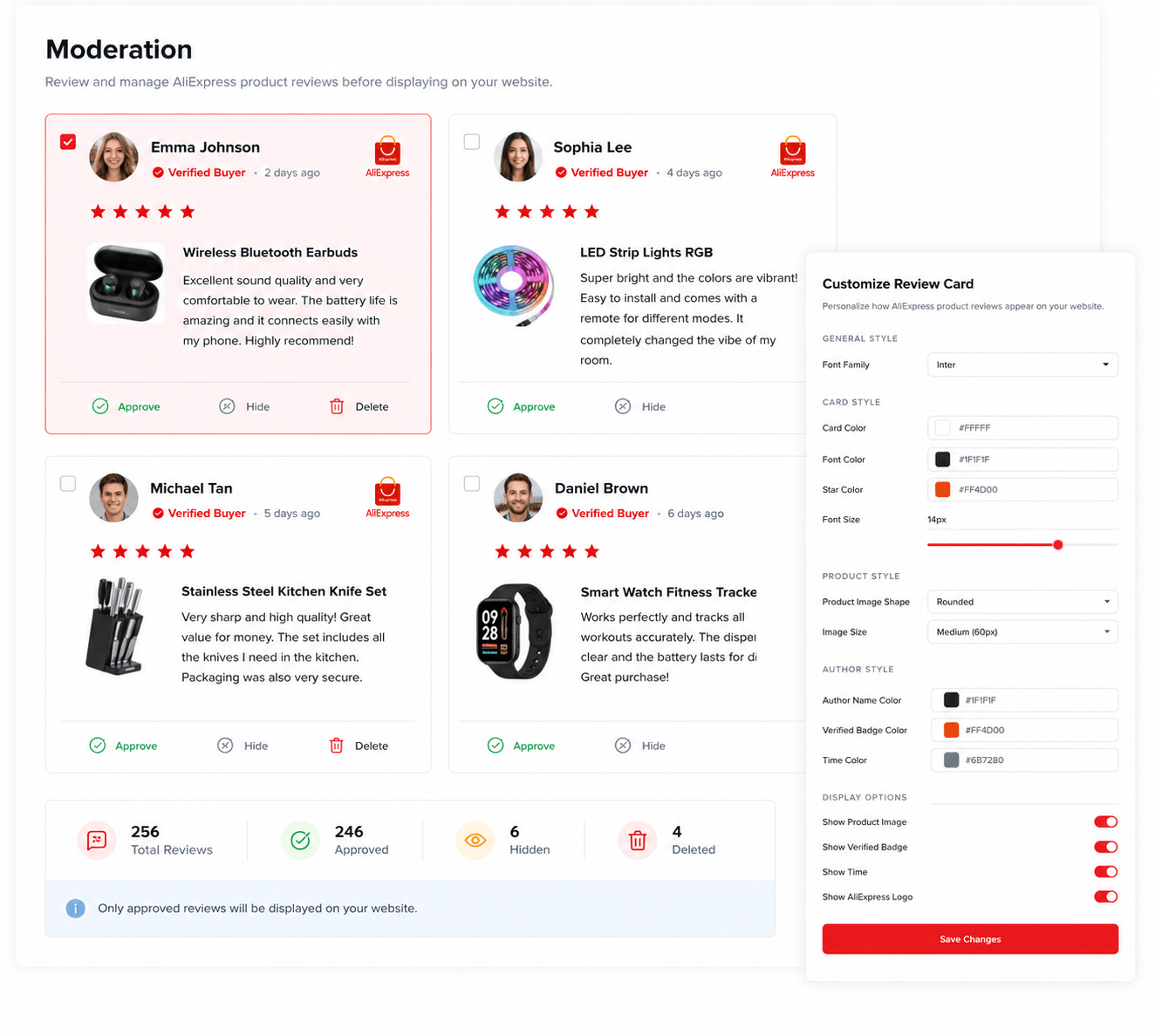 create aliexpress reviews widget