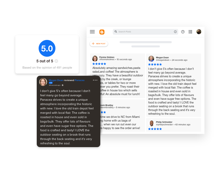Facebook reviews widget for Blogger website