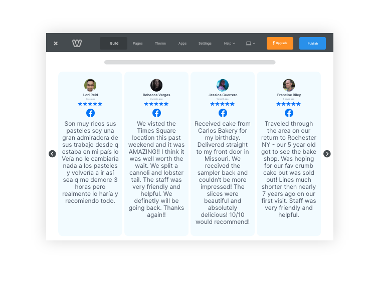 Taggbox widget d'avis Facebook sur Weebly