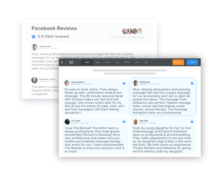 facebook reviews widget on weebly