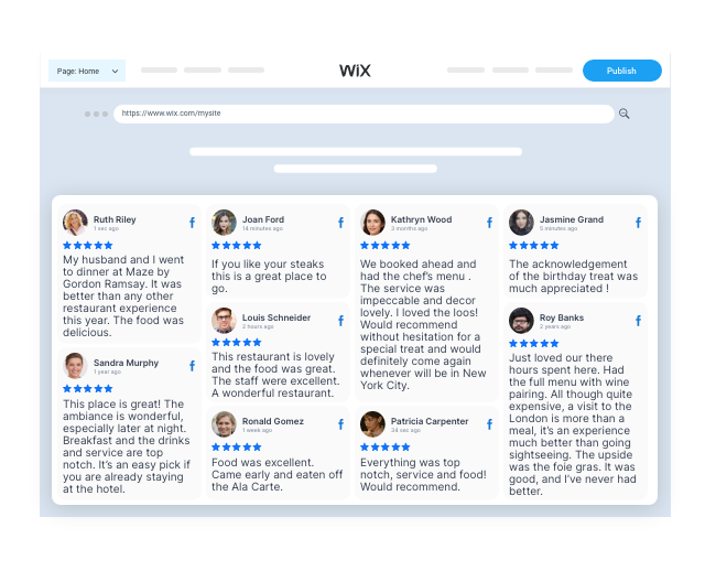 Taggbox Widget d'avis Facebook sur Wix