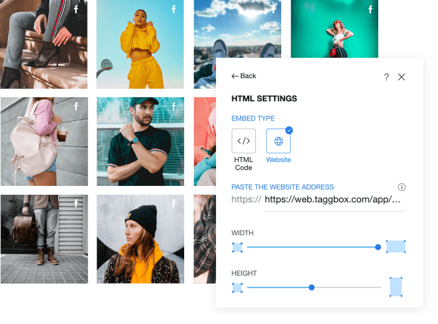 Taggbox Widget Facebook pour site web Wix