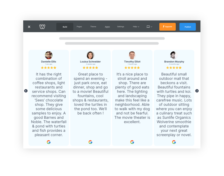 Taggbox google reviews widget on weebly