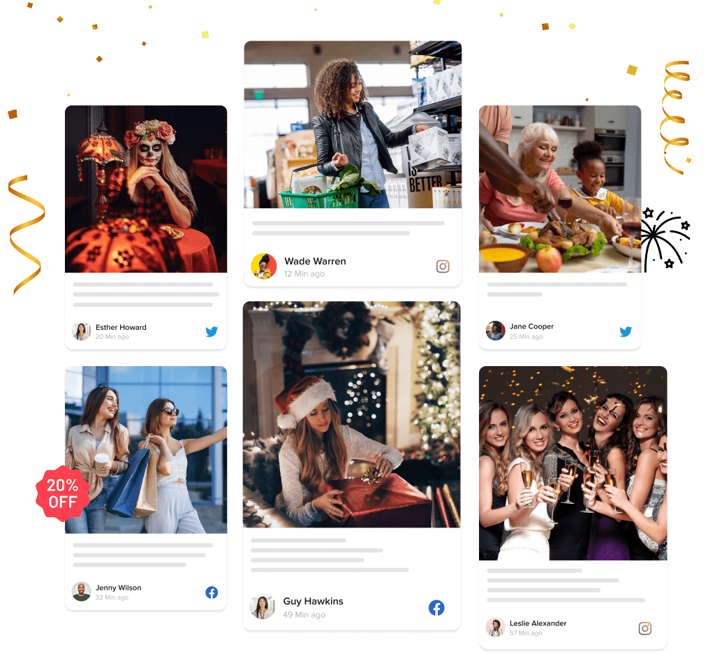 Plateforme de contenu marketing pour les fêtes 