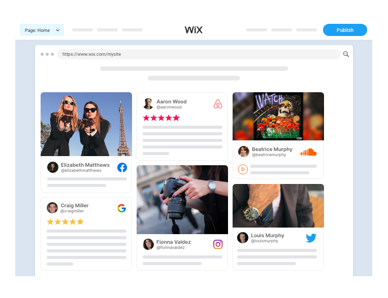 sociale media widget wix
