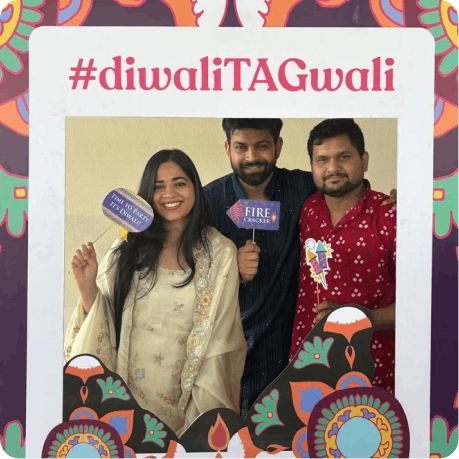 Team in traditional outfits for Diwali at the office