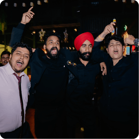 Team in suits at a formal evening event
