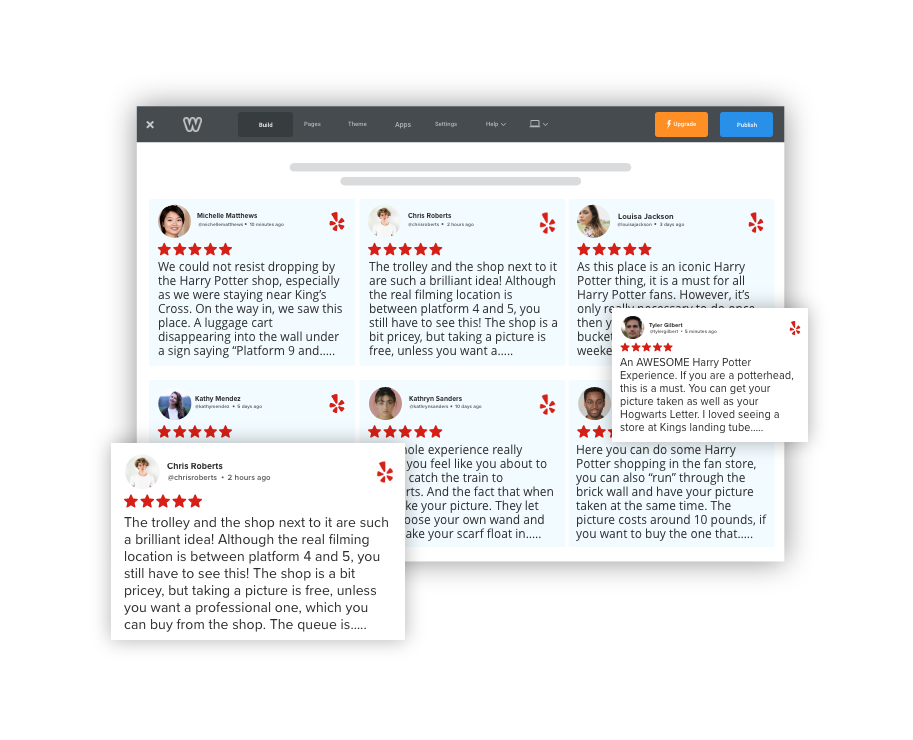 incorporare widget recensioni Yelp su Weebly