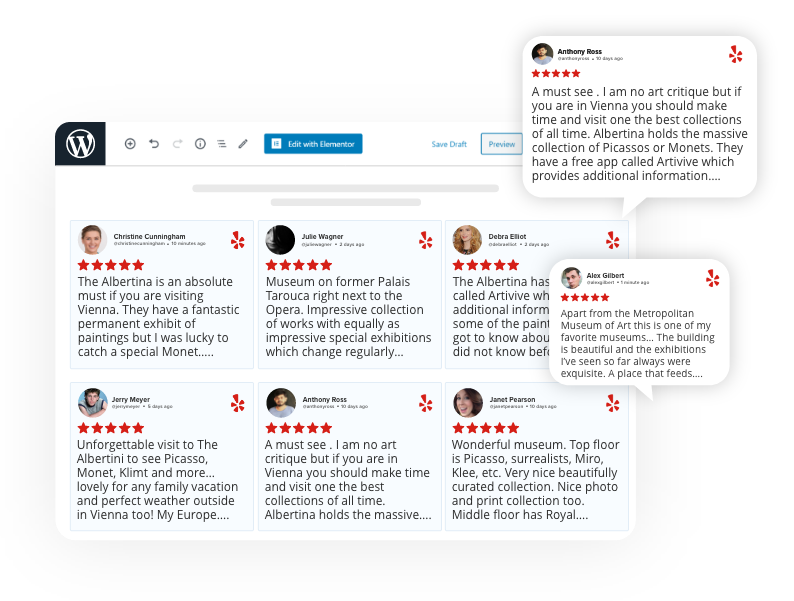 embed Yelp reviews widget on wordpress