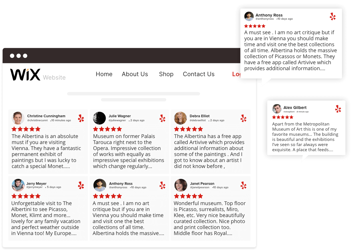 Incorpora il widget Yelp Reviews su Wix